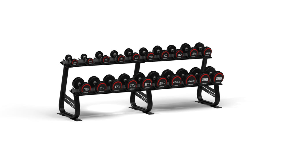 Jordan Classic Rubber Dumbbell set 2.5-25kg with Horizontal Rack
