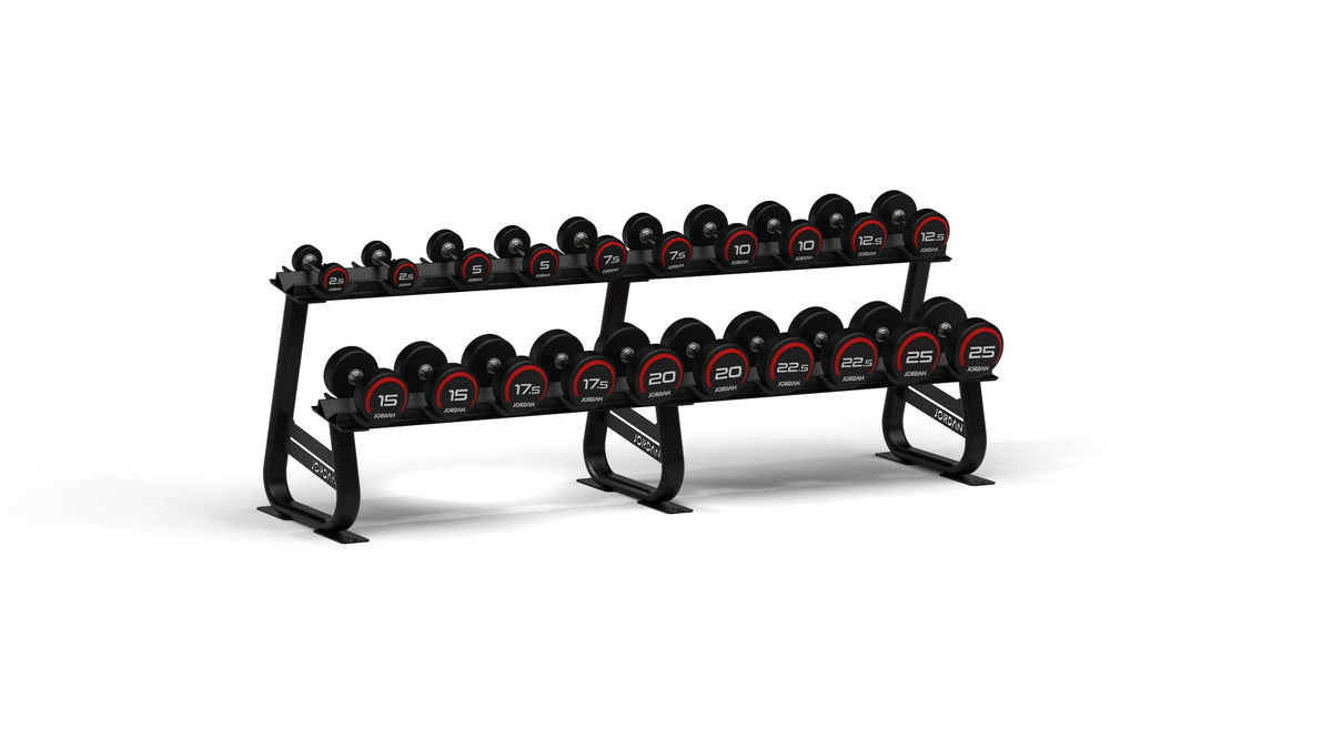 Jordan Classic Rubber Dumbbell set 2.5-25kg with Horizontal Rack
