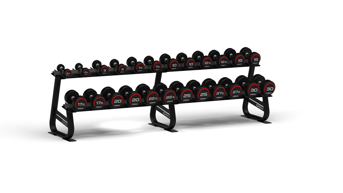 Jordan Premium Urethane Dumbbell set - 2.5-30kg with Horizontal Rack