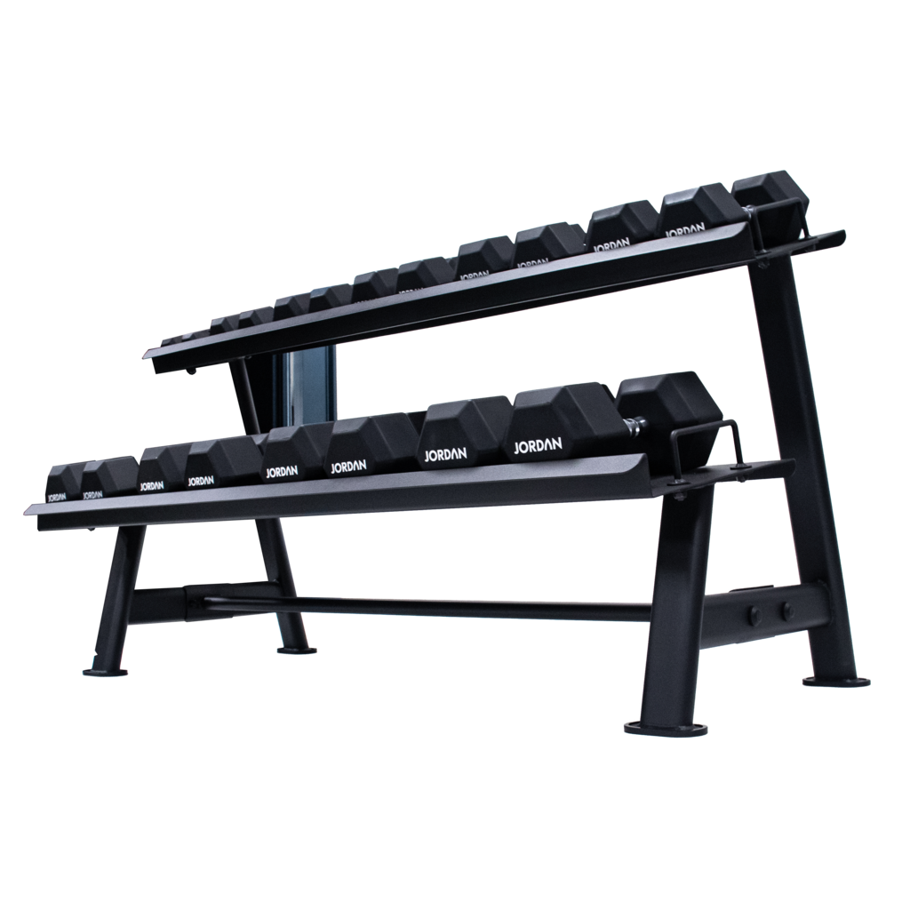 Jordan 10 Pair, 2 Tier Hexagonal Dumbbell Rack With Trays