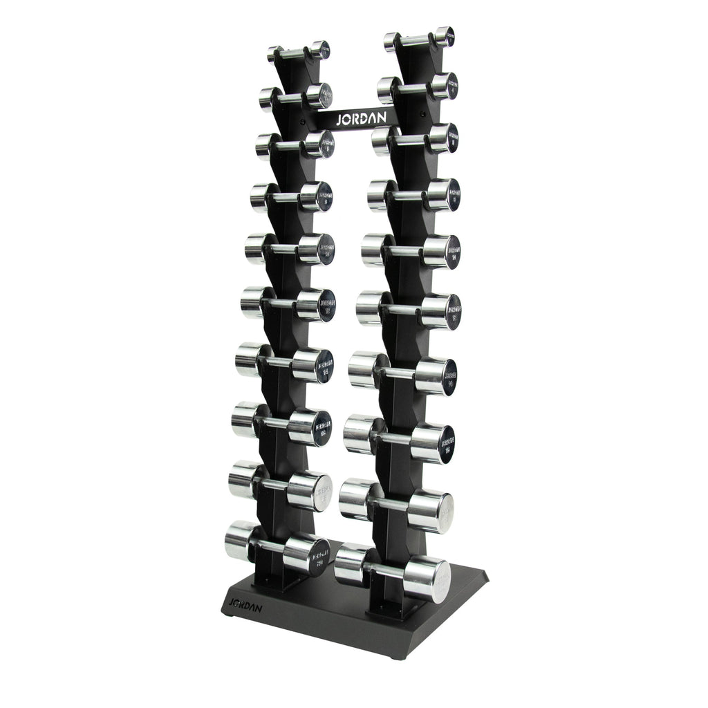 Jordan Chrome Dumbbell set 2-20kg with Vertical Rack