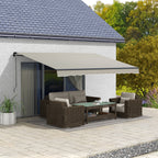 13' x 10' Retractable Awning with Manual Crank, 280gsm UV Resistant Fabric and Aluminum Frame, Light Grey