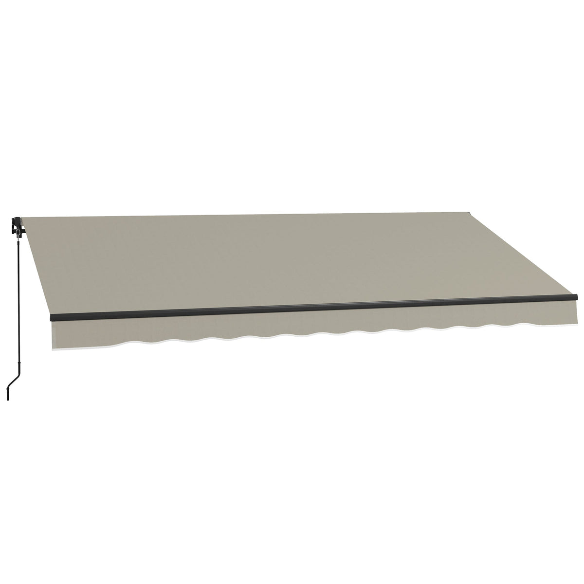 13' x 10' Retractable Awning with Manual Crank, 280gsm UV Resistant Fabric and Aluminum Frame, Light Grey