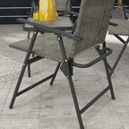 4 Piece Patio Furniture Set with Foldable Chairs & Glass Top Table, Mixed Brown