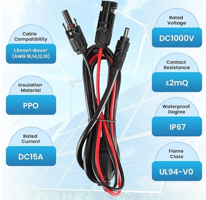 Solar Connection Cable MC4 to Jackery 8mm DC