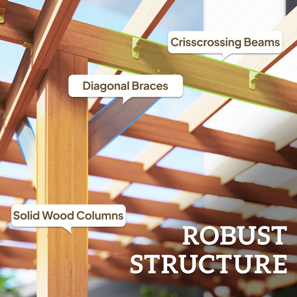 PerArbor Wooden Garden Oasis Pergola with Crisscross Beams and Sturdy Columns