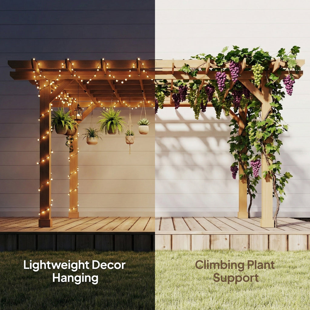 PerArbor Wooden Garden Oasis Pergola with Crisscross Beams and Sturdy Columns
