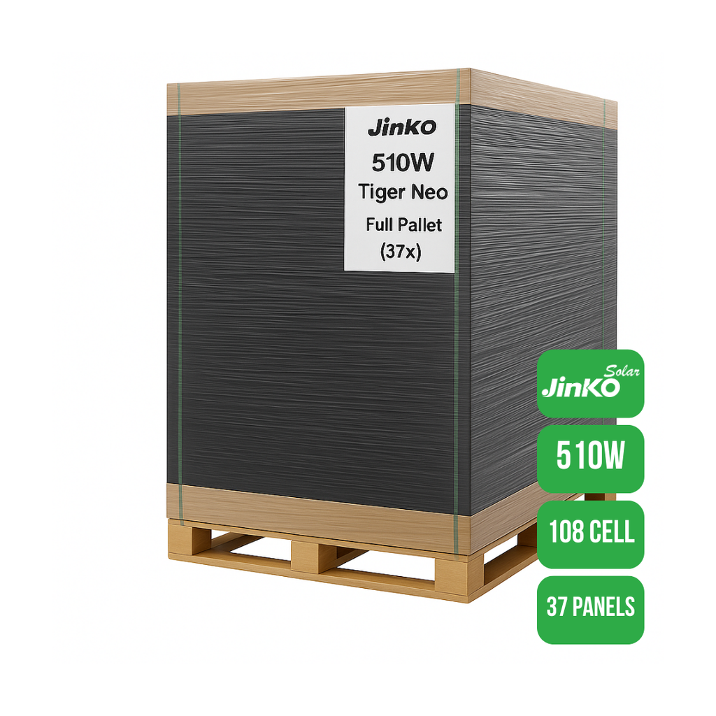 Jinko 510W Tiger Neo Black Solar Panel - Pallet of 37 Panels