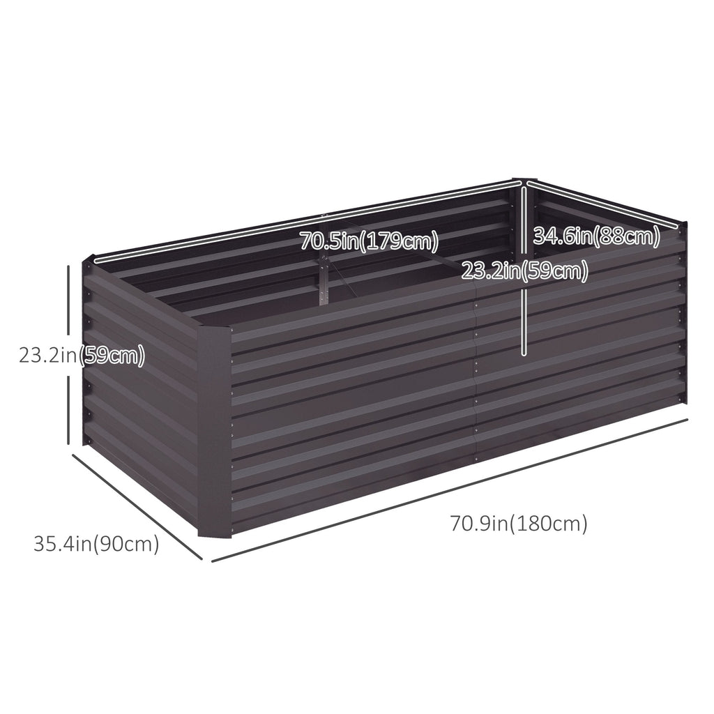 Raised Garden Bed, 6' x 3' x 2' Galvanized Steel Planters for Outdoor Plants with Multi-reinforced Rods for Vegetables, Flowers and Herbs, Dark Grey