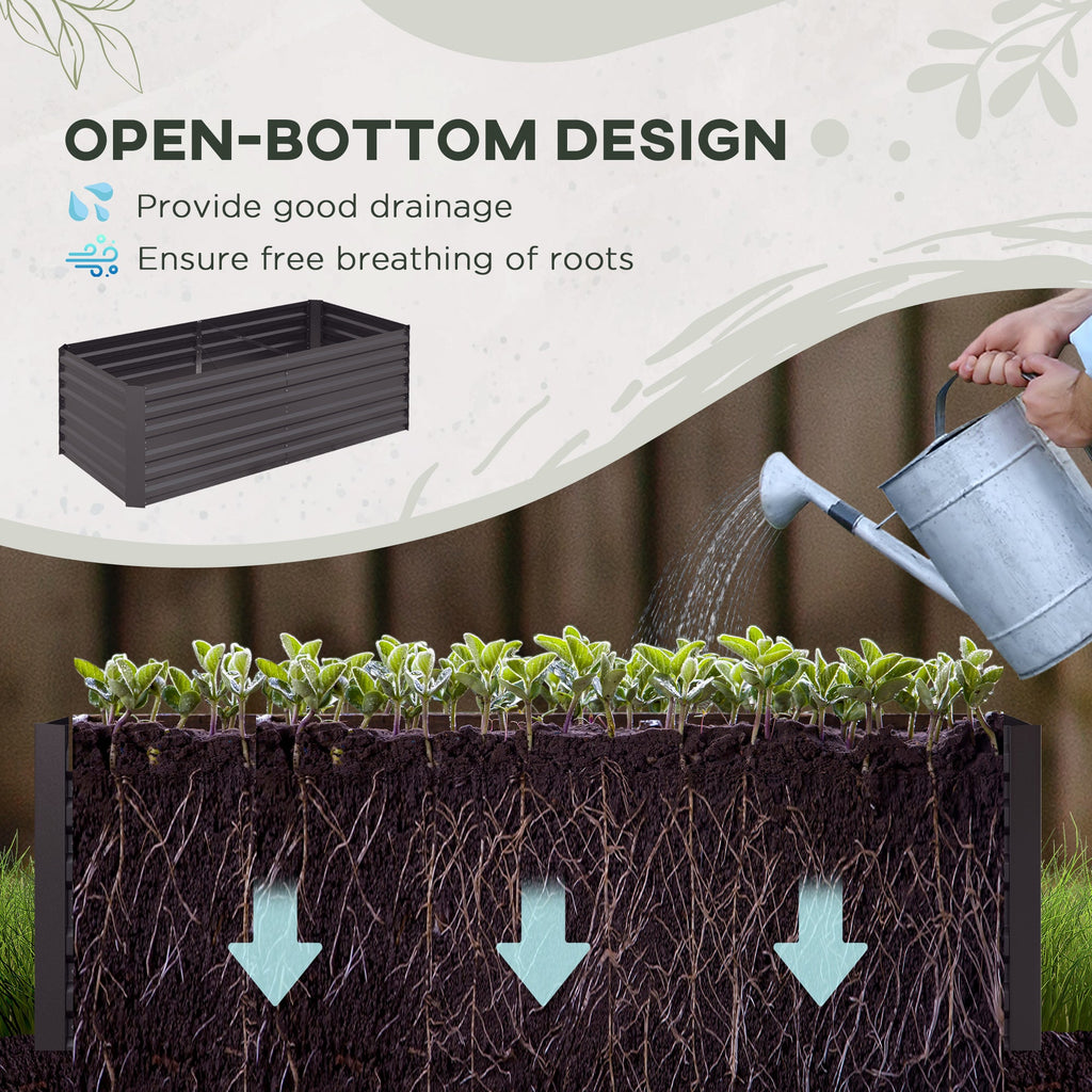Raised Garden Bed, 6' x 3' x 2' Galvanized Steel Planters for Outdoor Plants with Multi-reinforced Rods for Vegetables, Flowers and Herbs, Dark Grey