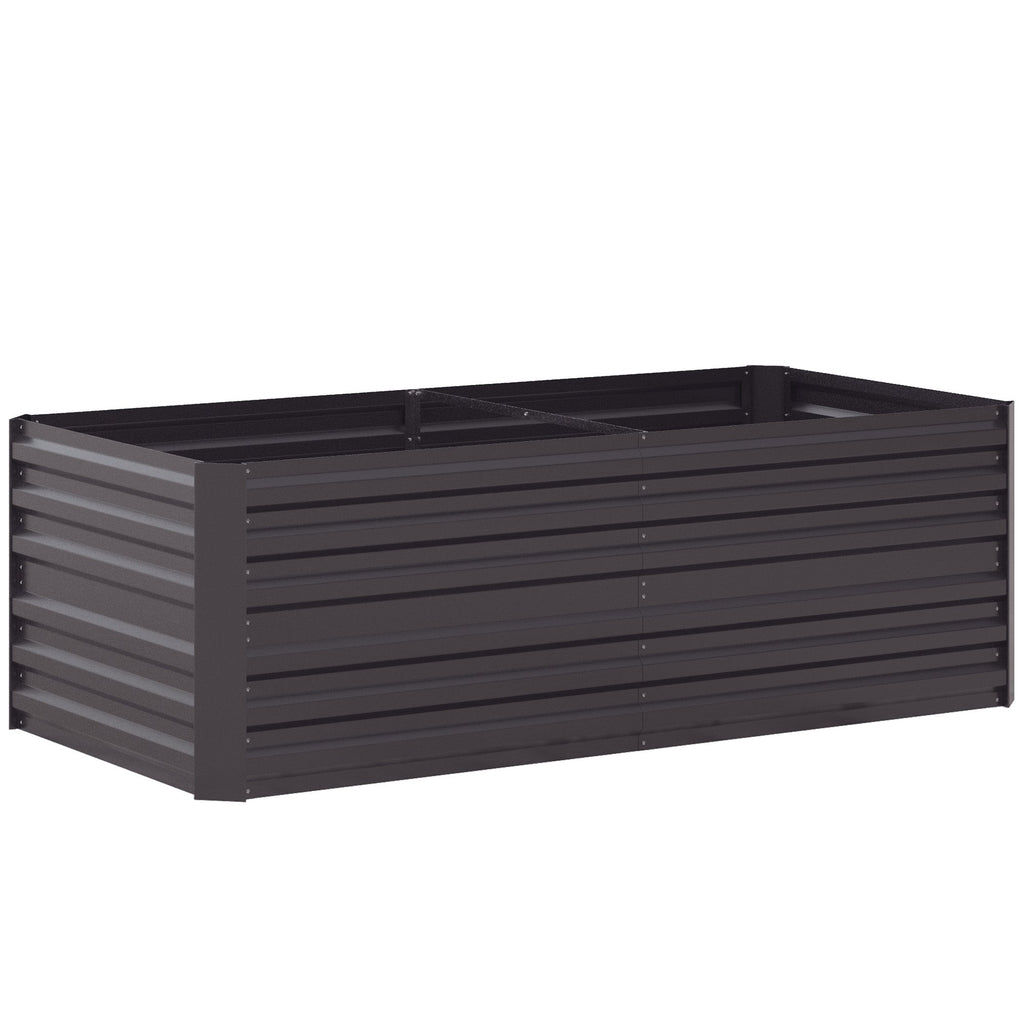 Raised Garden Bed, 6' x 3' x 2' Galvanized Steel Planters for Outdoor Plants with Multi-reinforced Rods for Vegetables, Flowers and Herbs, Dark Grey