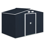 EverBase 9' x 6' Metal Garden Storage Shed with Foundation Kit & Double Doors, Dark Grey