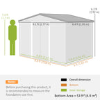 EverBase 9' x 6' Metal Garden Storage Shed with Foundation Kit & Double Doors, Dark Grey