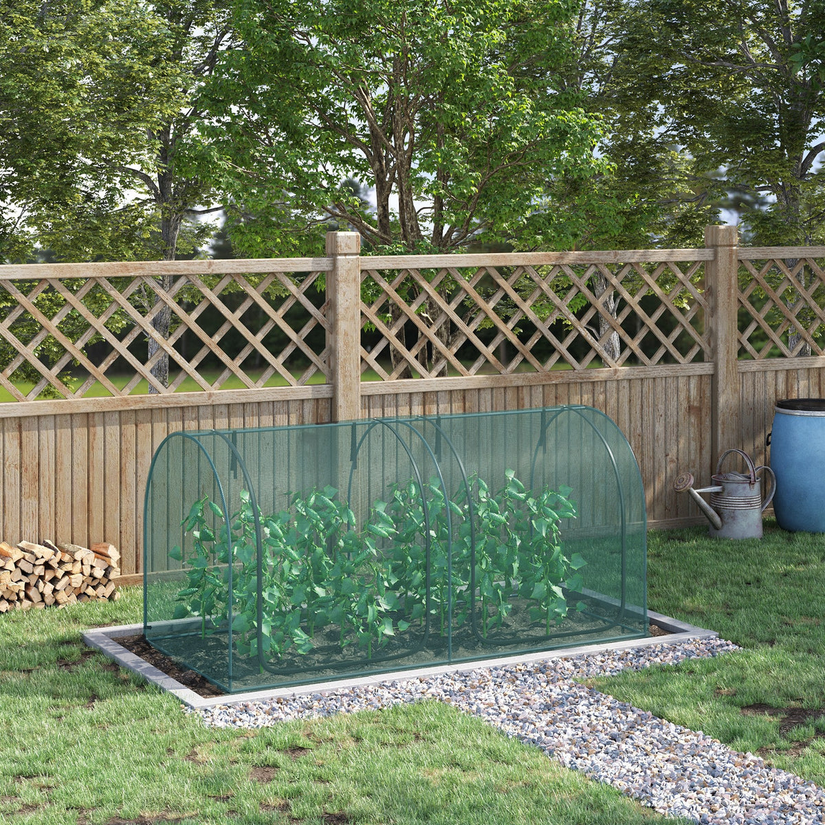 8' x 4' Crop Cage with 2 Zippered Doors & Stakes, Dark Green