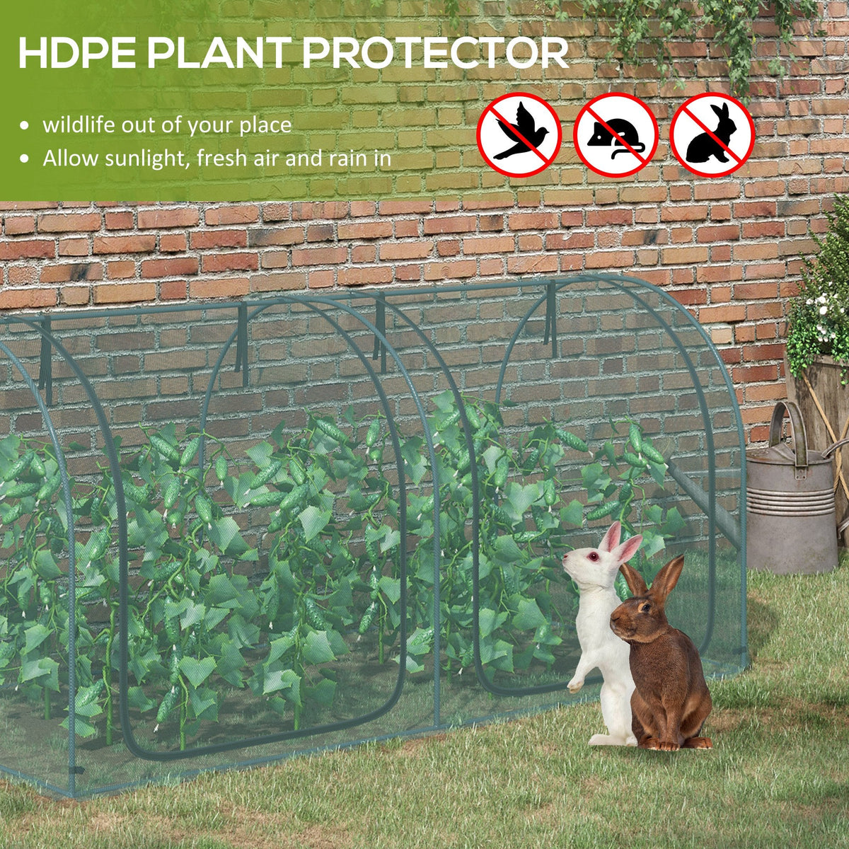 8' x 4' Crop Cage with 2 Zippered Doors & Stakes, Dark Green