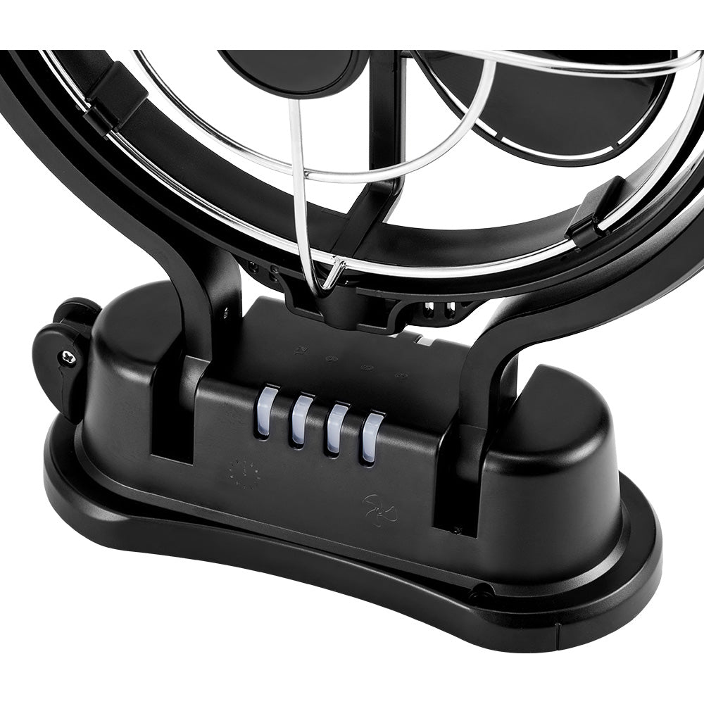Kickass 12/24v 360°, 3 Speed Caravan fan, Black