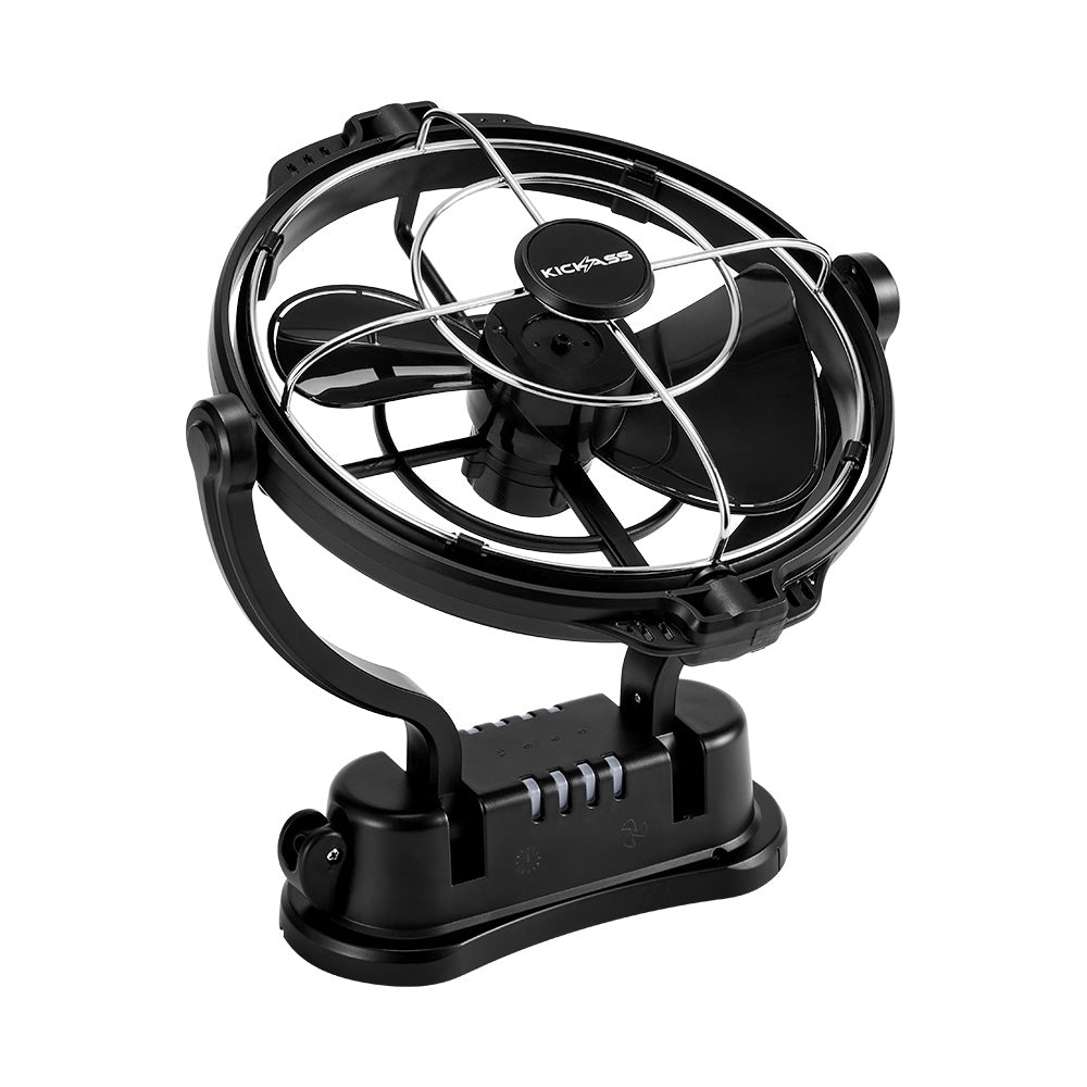 Kickass 12/24v 360°, 3 Speed Caravan fan, Black