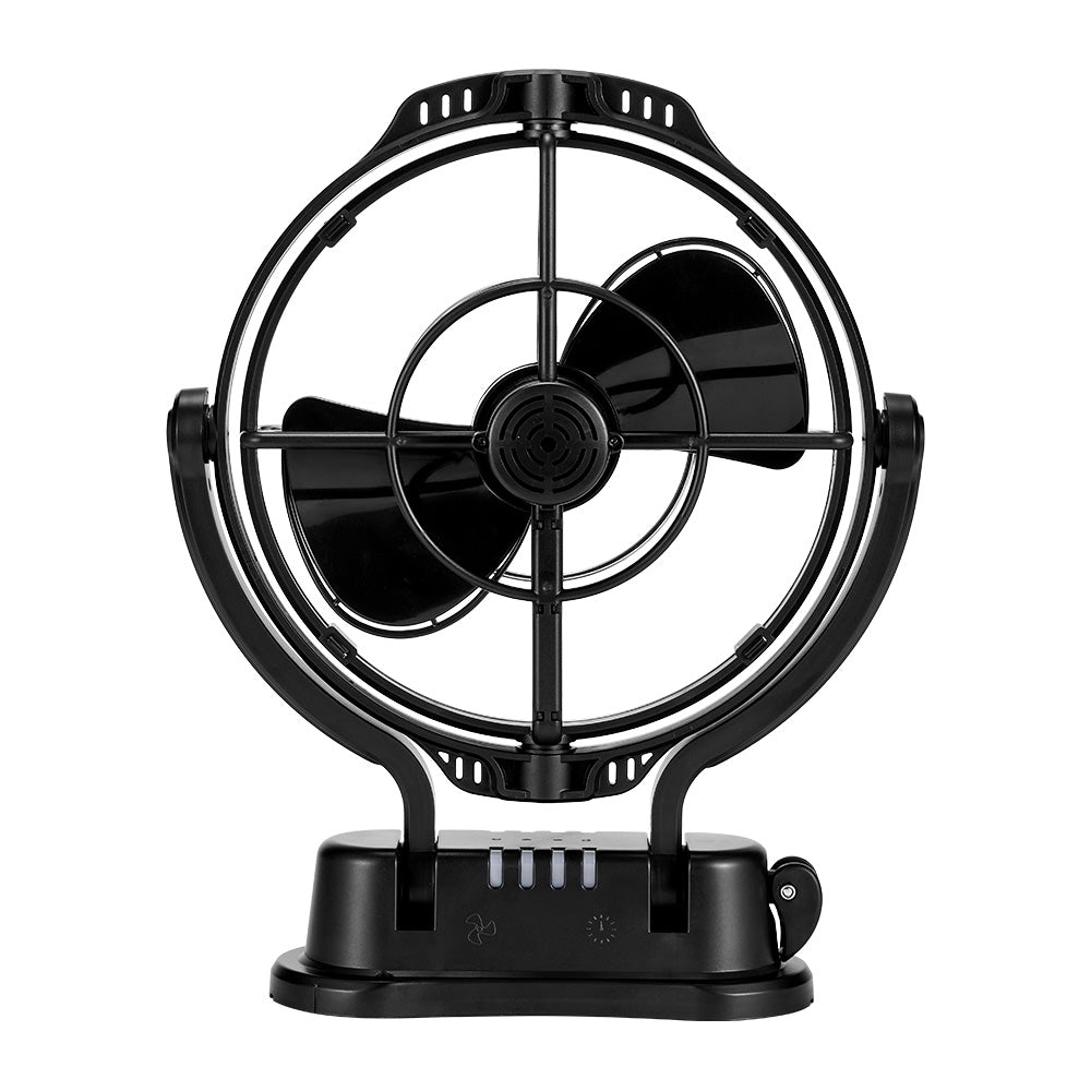 Kickass 12/24v 360°, 3 Speed Caravan fan, Black