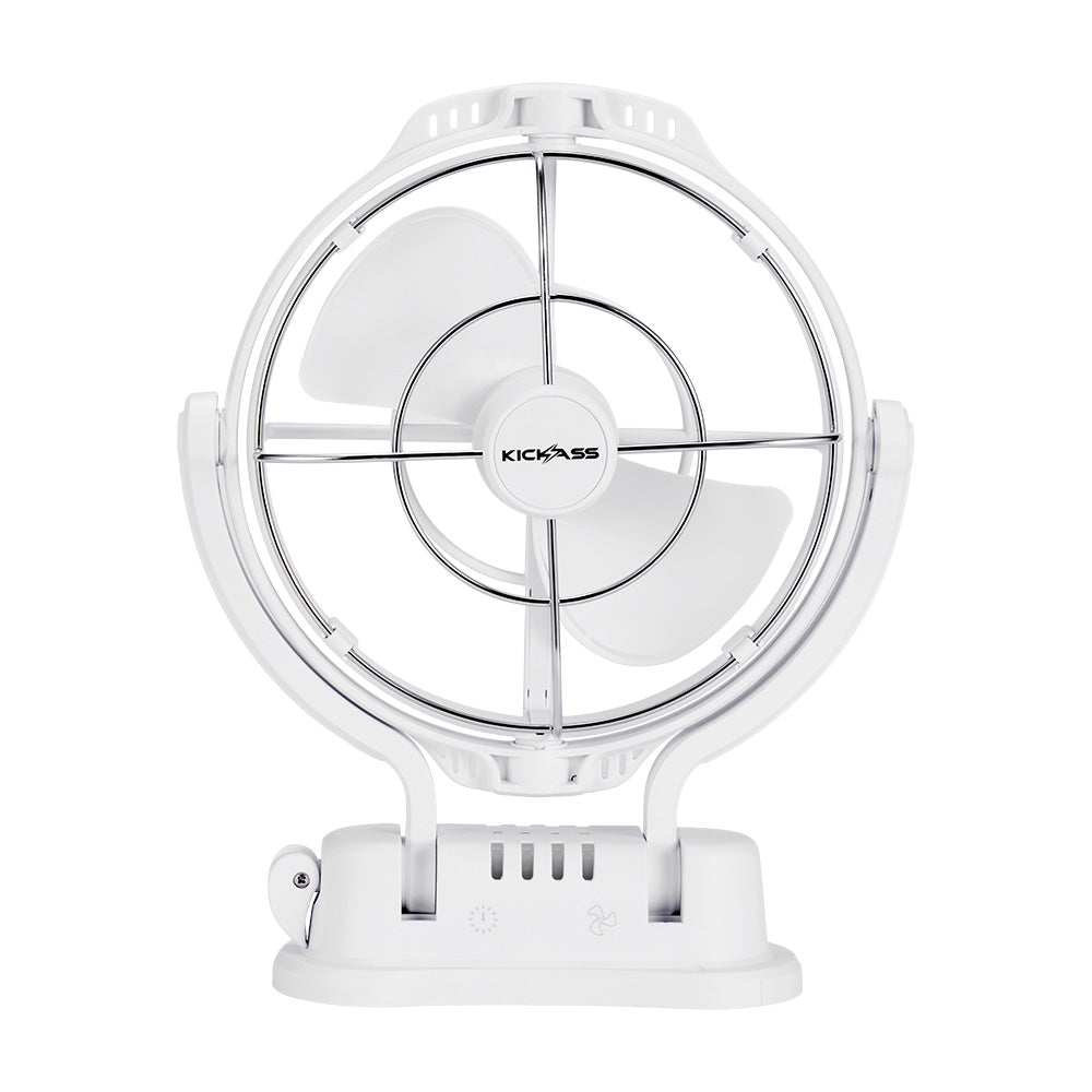 KickAss 12V / 24V 360°, 3 Speed Caravan Fan - White