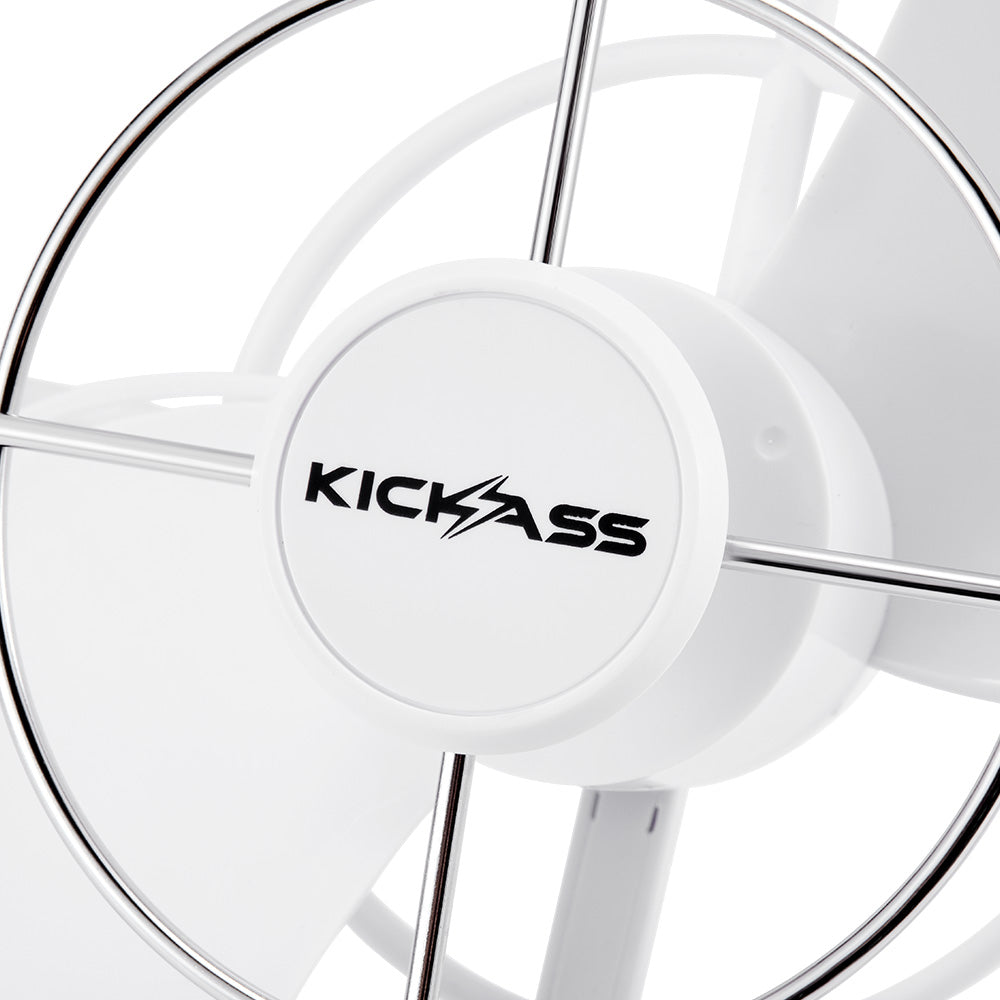 KickAss 12V / 24V 360°, 3 Speed Caravan Fan - White