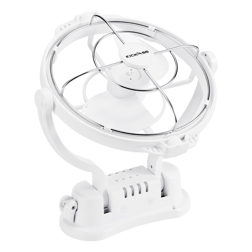 KickAss 12V / 24V 360°, 3 Speed Caravan Fan - White