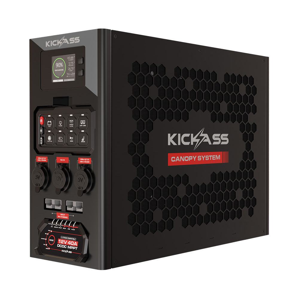 KickAss 12V 230Ah Ultra-X Lithium Compact Deep Cycle Battery Bundle with Wireless Canopy Power System & DCDC Wiring Kit - 230Ah Total Capacity