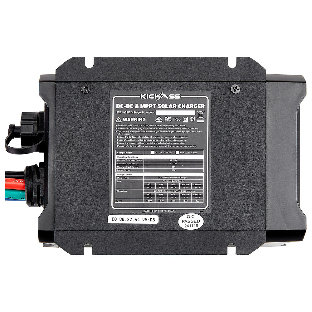 KickAss Smart 12V/24V 25A DCDC Charger With Solar MPPT + Integrated Bluetooth + Pre-Wired Anderson