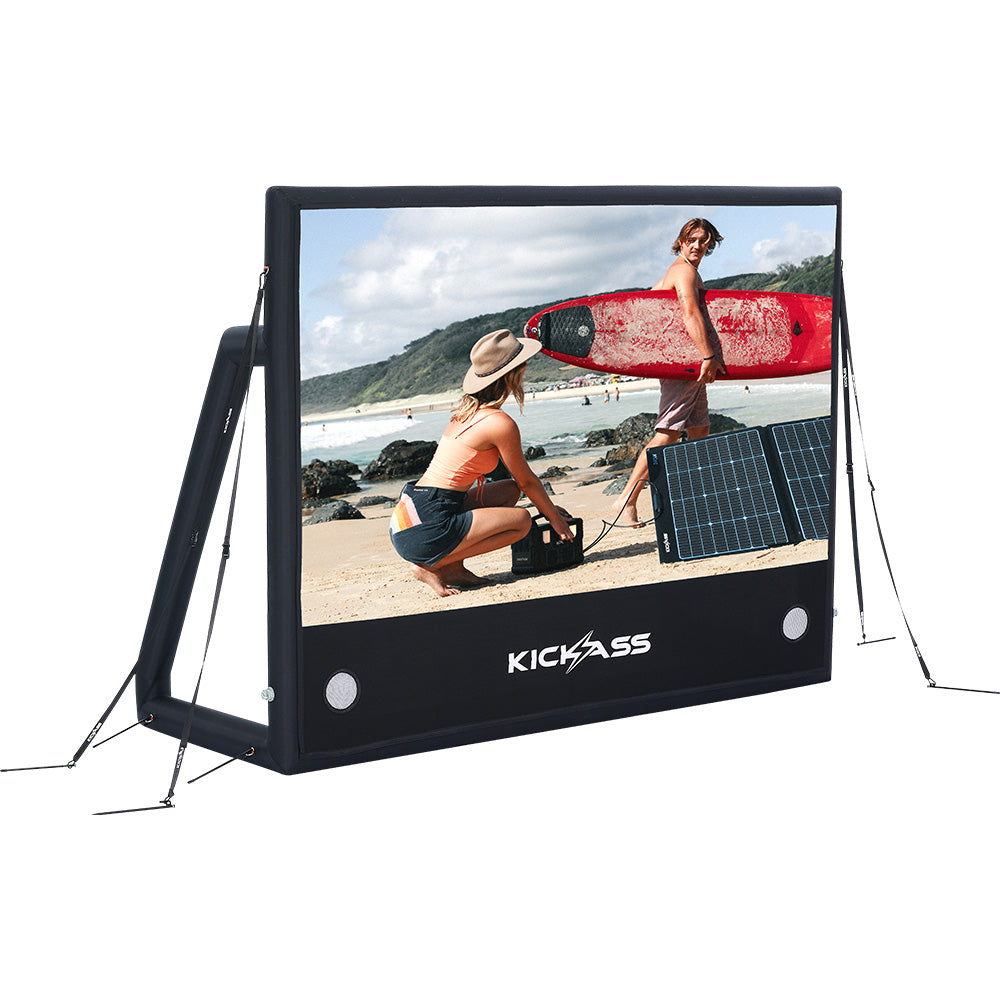 KickAss 120” Portable Outdoor Cinema Projection AirScreen – Inflatable Movie Screen for Camping & Backyard