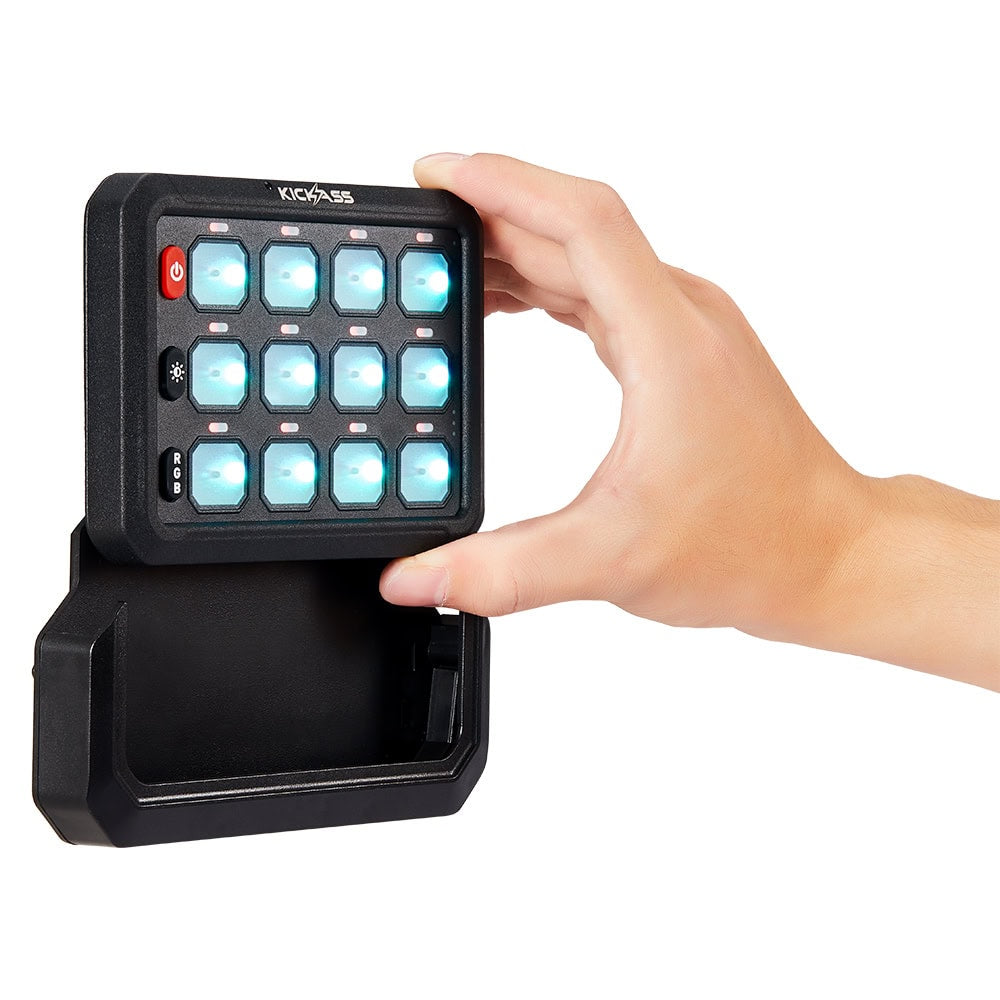 KickAss 12/24V 12 Gang Wireless Switch Panel with Magnetic Charging Cradle - MKII