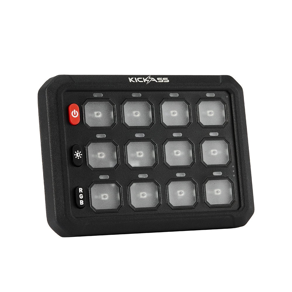 KickAss 12/24V 12 Gang Wireless Switch Panel with Magnetic Charging Cradle - MKII