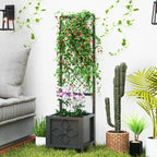 Galvanized Raised Garden Bed with Trellis, Drainage Holes, Privacy Screen,15.7" x 15.7" x 55.1"