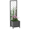 Galvanized Raised Garden Bed with Trellis, Drainage Holes, Privacy Screen,15.7" x 15.7" x 55.1"