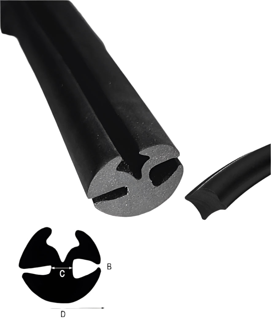 EPDM Rubber Glazing Seal with Filler Strip – Window Rubber for Glass, Perspex & Acrylic