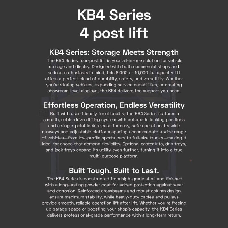 KREBS KB4/10 11100204 4-Post Lift 10,000lb