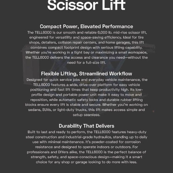 KREBS TELL600 6000lb Mid-Rise Scissor Lift