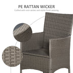 2 Piece PE Rattan Dining Chair Set with Cushions & High Back, Grey