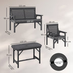 5 Piece Wooden Garden Dining Set for 6 with Umbrella Hole Table, Grey