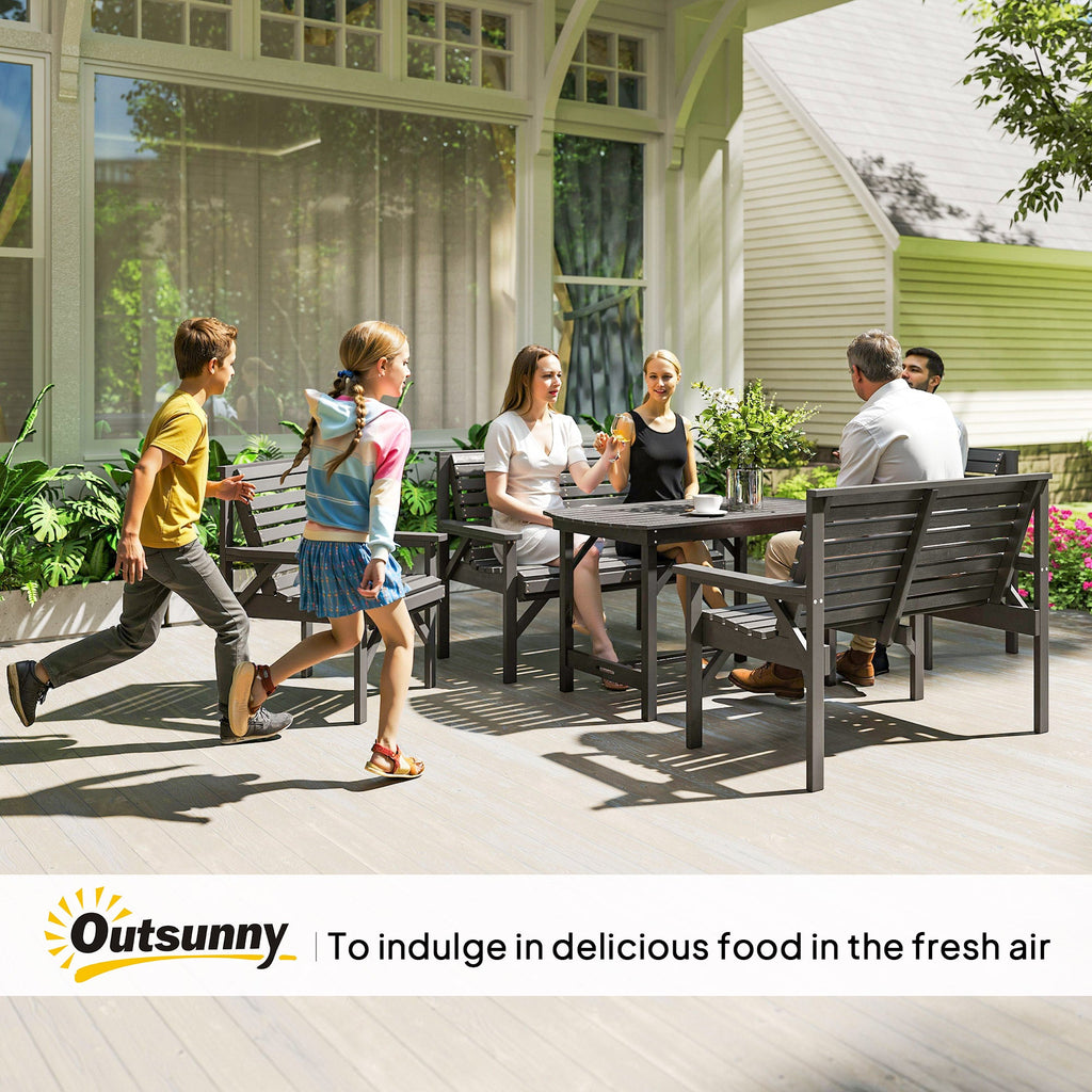 5 Piece Wooden Garden Dining Set for 6 with Umbrella Hole Table, Grey