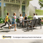 5 Piece Wooden Garden Dining Set for 6 with Umbrella Hole Table, Grey