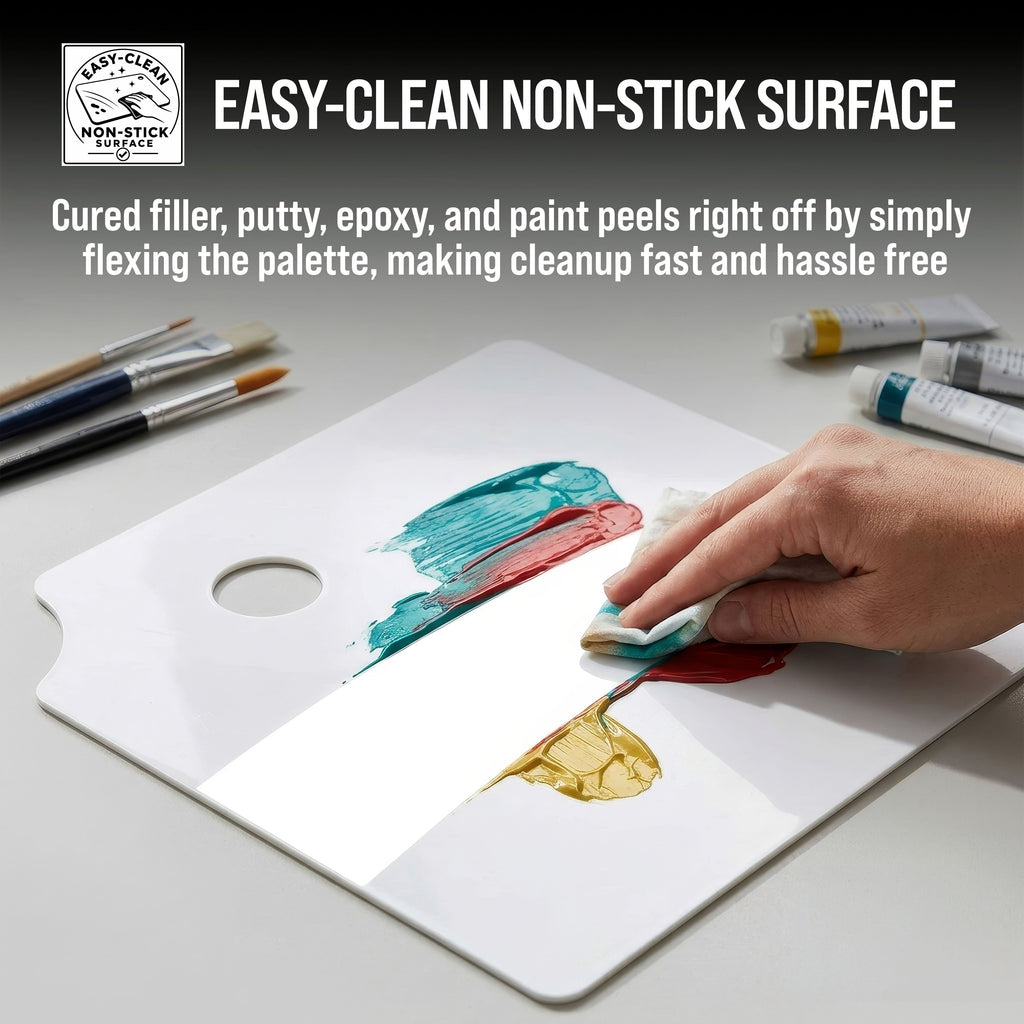 12 x 12 Inch Plastic Body Filler Mixing Palette (2 Pack) for Automotive Body Fillers, Putties, Glazes, Epoxy Resin, Fiberglass, Paint, Caulk, Glues &
