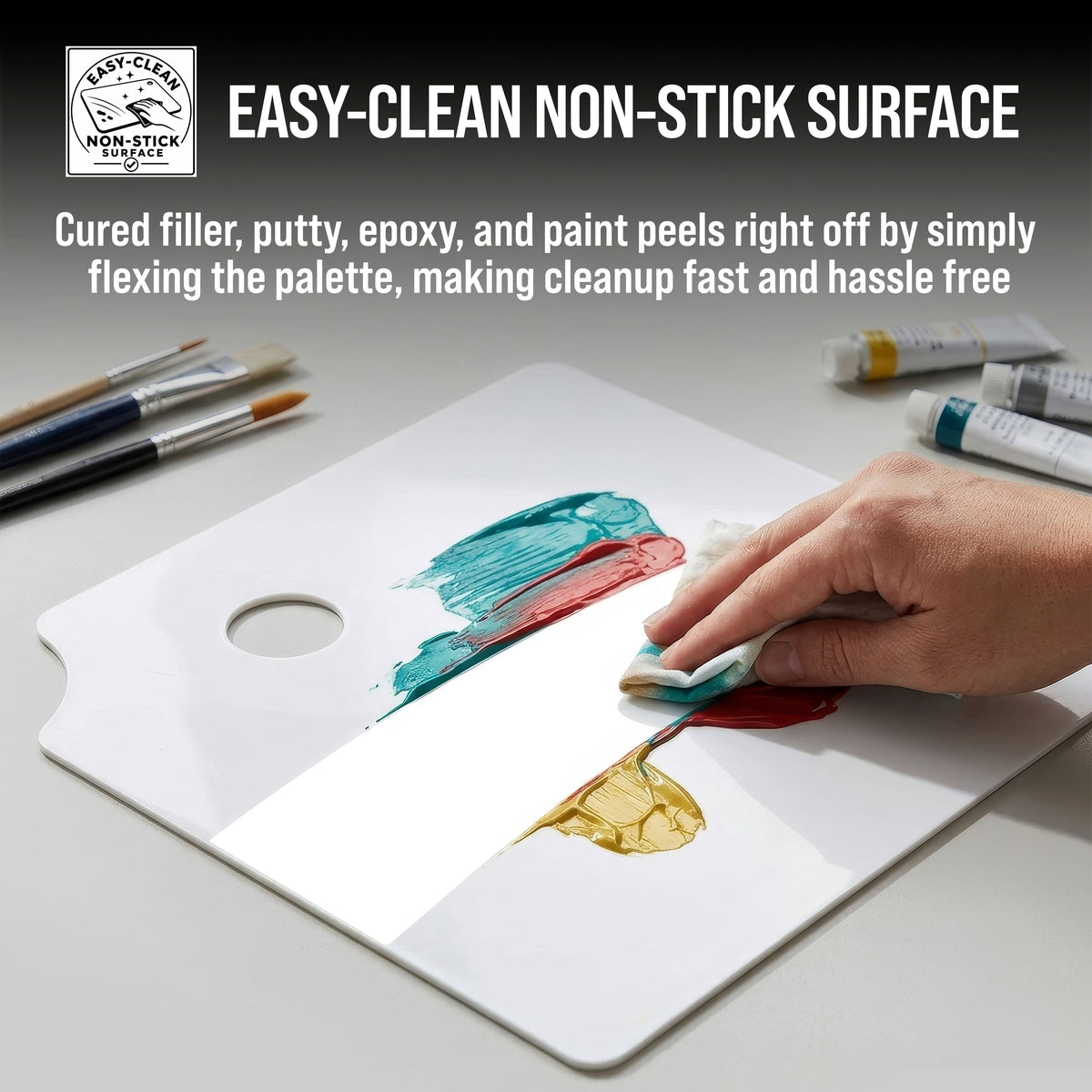 12 x 12 Inch Plastic Body Filler Mixing Palette (2 Pack) for Automotive Body Fillers, Putties, Glazes, Epoxy Resin, Fiberglass, Paint, Caulk, Glues &