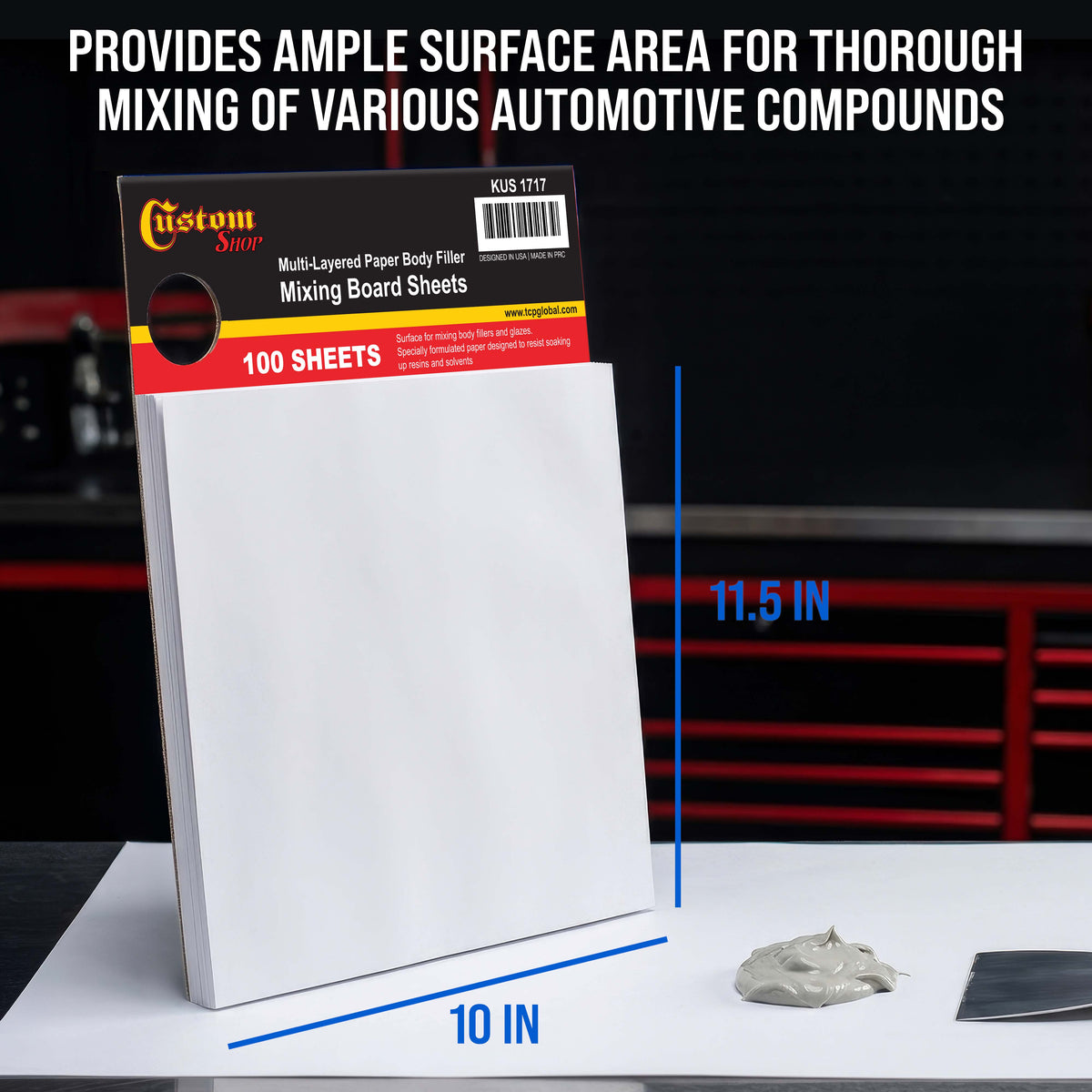 Multi-Layered Disposable Paper Body Filler Mixing Board (100 Sheets) - Automotive Body Filler Spreader Board, Clean Sheets for Mixing
