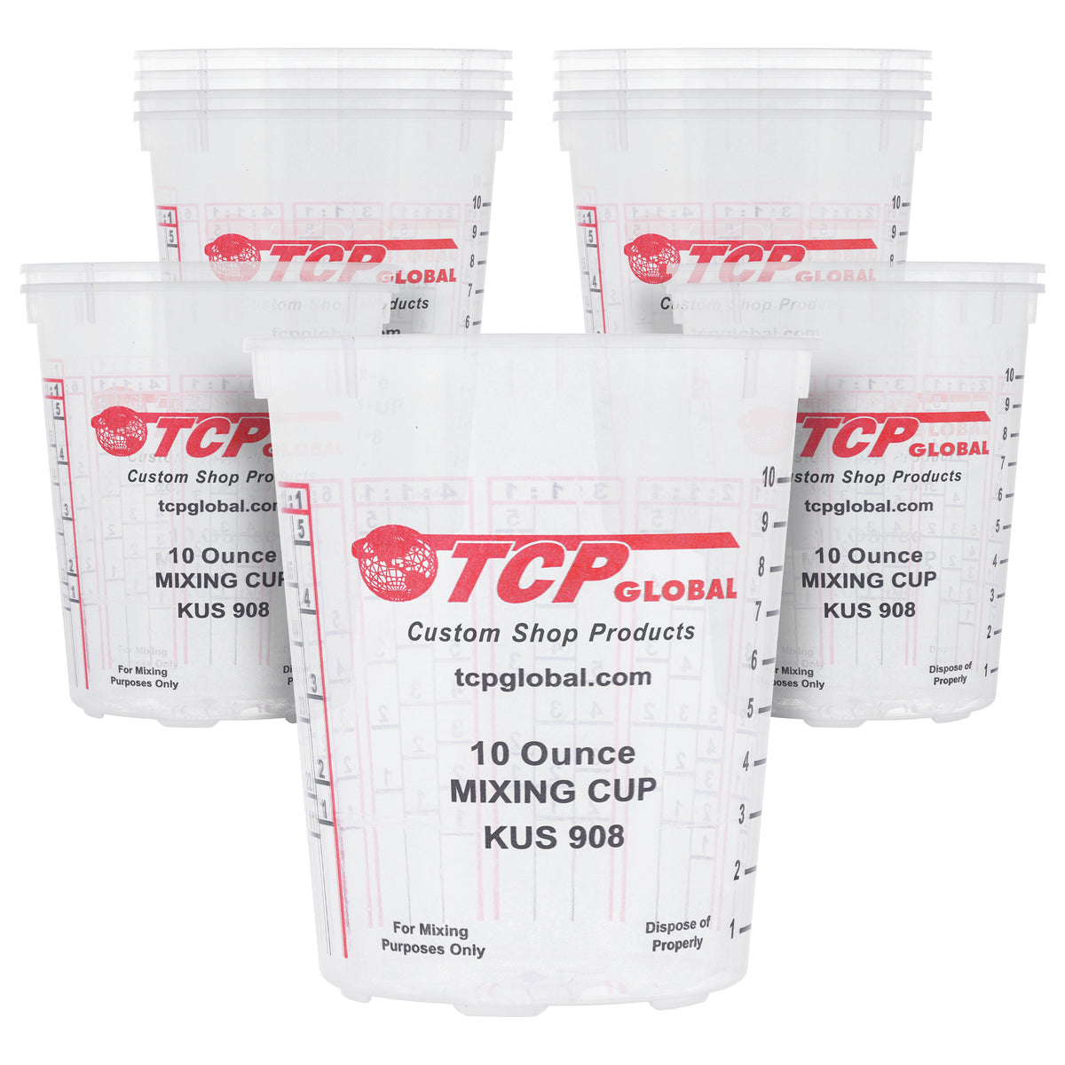 Paint Mixing Cups, 10-Ounce (12 Pack) - Plastic Measuring Cups for Liquids, Automotive Painting, Epoxy Resin, Acrylic Arts, Crafts