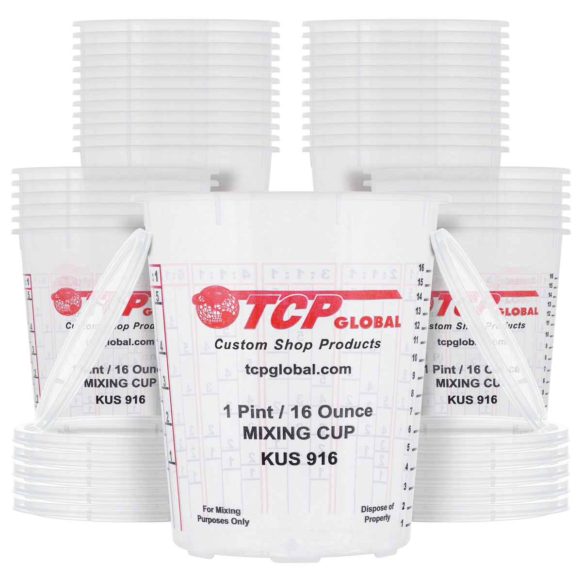 Paint Mixing Cups, 16-Ounce (Box of 36) - Plastic Measuring Cups for Liquids, Automotive Painting, Epoxy Resin, Acrylic Arts, Crafts