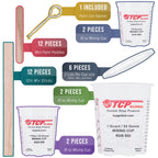 Complete Paint Mixing Kit - 12 Cups with Lids, Mixing Sticks, Paddles, Strainers - Epoxy Resin Measuring Cups, Plastic Paint Cup Containers for