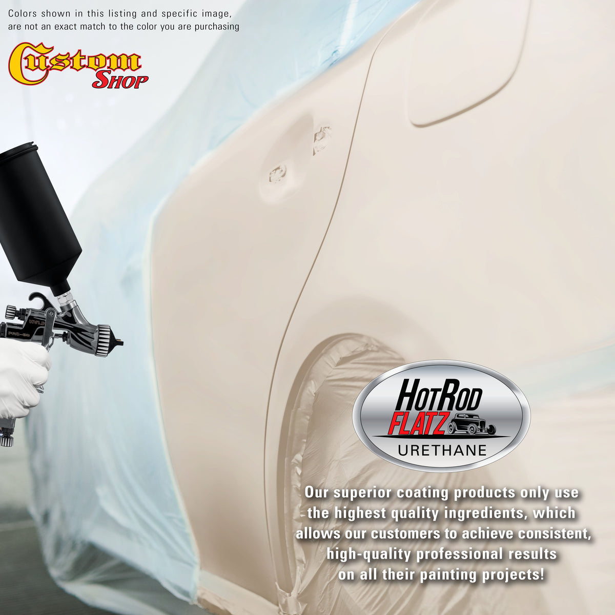 Wimbledon White - Hot Rod Flatz Flat Matte Satin Urethane Auto Paint - Complete Gallon Paint Kit
