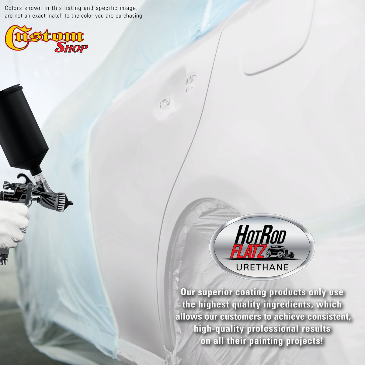 Linen White - Hot Rod Flatz Flat Matte Satin Urethane Auto Paint - Complete Gallon Paint Kit Coating