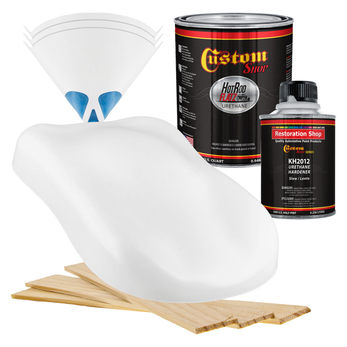 Linen White - Hot Rod Flatz Flat Matte Satin Urethane Auto Paint - Complete Quart Paint Kit Coating