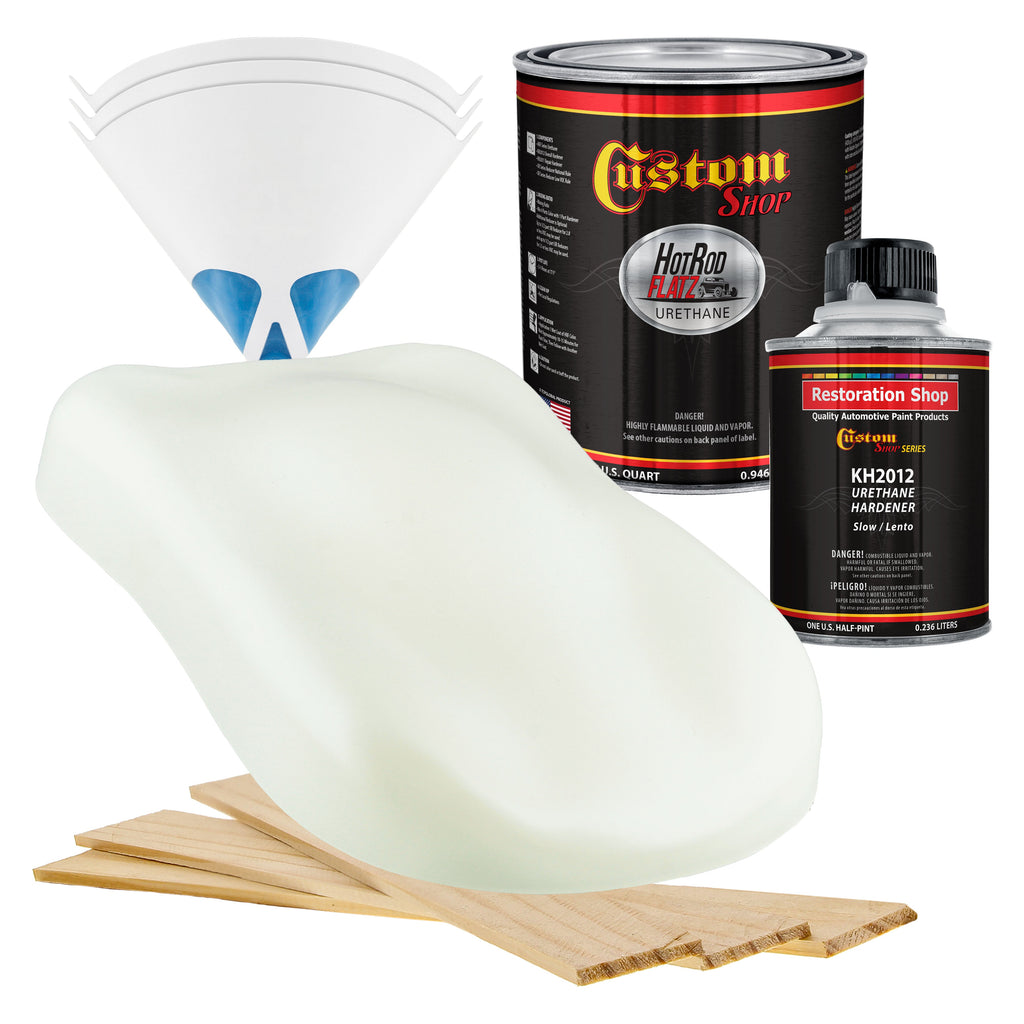 Grand Prix White - Hot Rod Flatz Flat Matte Satin Urethane Auto Paint - Complete Quart Paint Kit