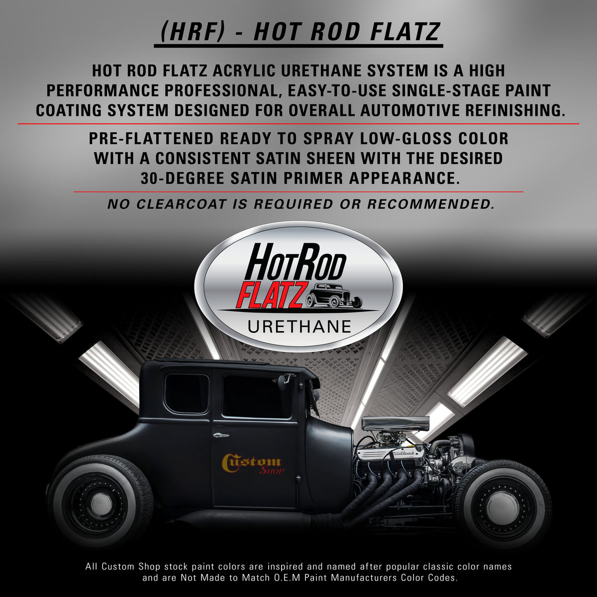 Performance Bright White - Hot Rod Flatz Flat Matte Satin Urethane Auto Paint - Complete Gallon Paint Kit